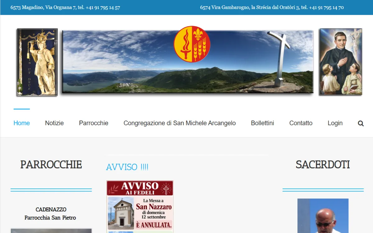 Zrzut strony gambarognoparrocchie.ch